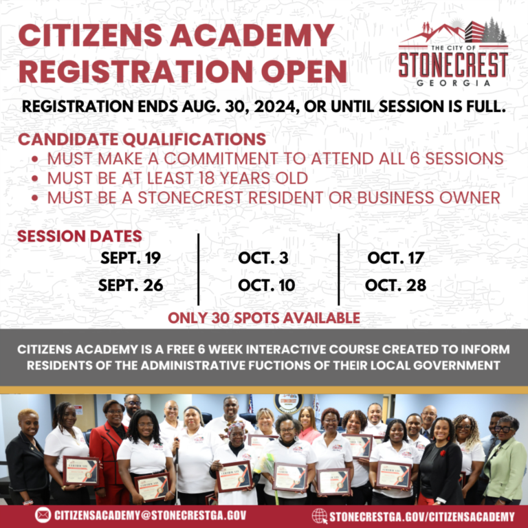 Stonecrest Announces Fall 2024 Citizens Academy Registration